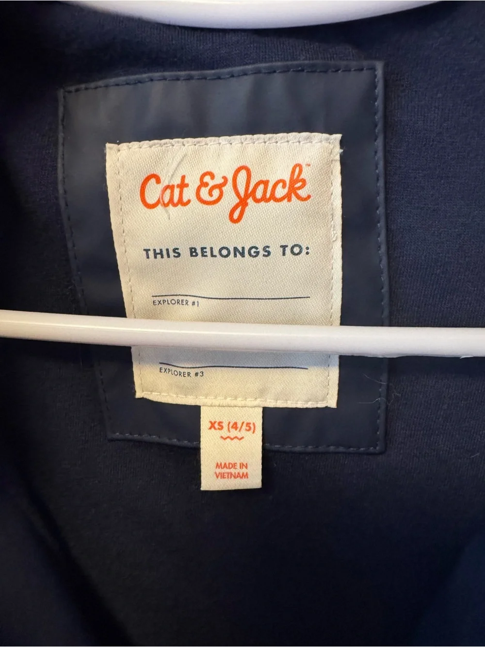 Cat & Jack Navy Blue Kids Hooded Rain Jacket with Reflective Cuffs